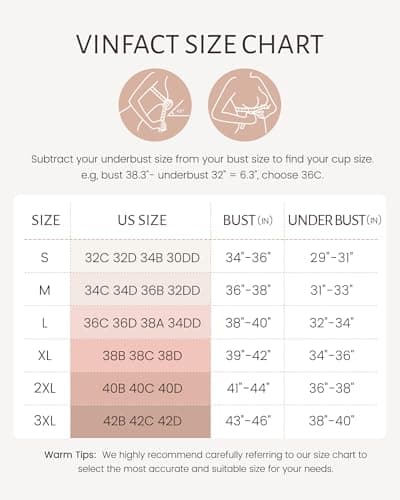 Vinfact Push Up Bras Scalloped Lift Bras for Women No Underwire Seamless Support Everyday Tshirt Bras Skin M