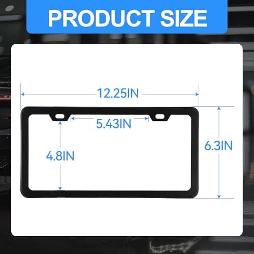 VRYTOR 2PCS Matte Black License Plate Frames - No-Cover State Name - Premium Rust Proof Aluminum License Plate Holder for Women and Men, Universal Car Plate Frame with 2 Holes, Easy to Install — view 5