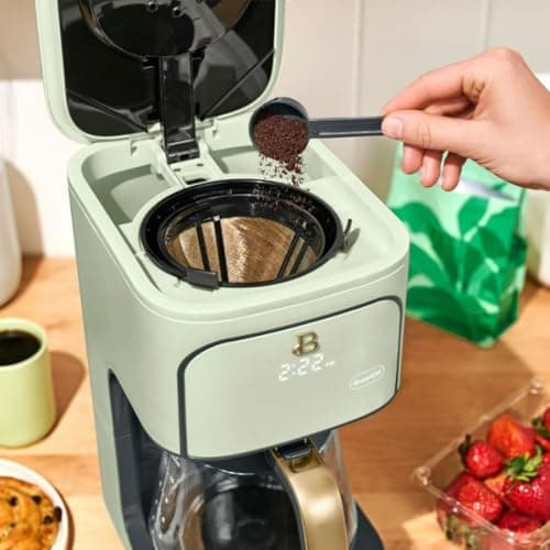 B - 12-Cup Programmable Coffee Maker with Touch Controls, Auto Brew Timer, Reusable Filter, Large Glass Carafe, Countertop Coffee Machine (Sage Green) — view 6