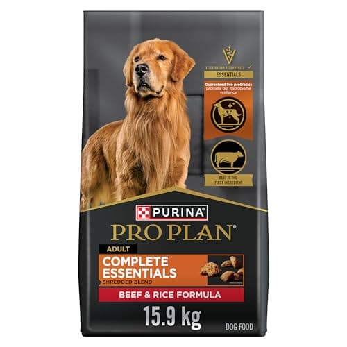 Purina Pro Plan Complete Essentials Dry Dog Food, Shredded Blend Beef & Rice - 15.9 kg Bag