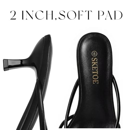 SKETOE Kitten Heels for Women Strappy Flip Flop Heeled Sandals Fashion Women's Dressy 2 Inch Square Open Toe Heels for Party & Wedding — view 4