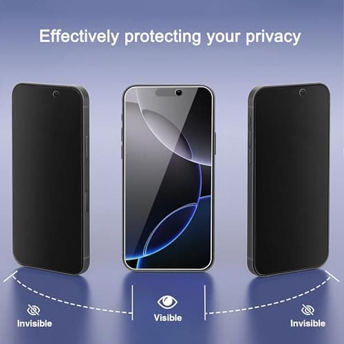 Ailun 3Pack Privacy Screen Protector for iPhone 16 Pro Max [6.9 inch]+3Pack Camera Lens Protector,Dynamic Island Compatible,Anti Spy Tempered Glass[9H Hardness]-HD