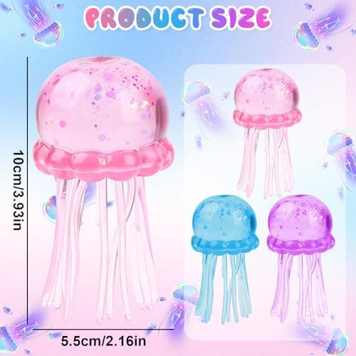 Jellyfish Squeeze Toys,Jellyfish Squishy, Jelly Fish Design Squeeze Stress Ball,Squeeze Toys for Anxiety and Stress Relief, Party, Gifts (Blue)