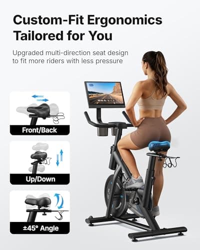 MERACH Exercise Bike, Brake Pad Stationary Bike with Exclusive App, Low Noise Indoor Cycling Bike with 270lbs Weight Capacity, Tablet Mount and Fitness Courses for Weight Loss-Blue — view 2