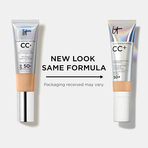 IT Cosmetics CC+ Cream (Tan) - Natural Full Coverage Foundation With SPF 50+, Color Corrector & Anti-Aging Hydrating Serum, Hyaluronic Acid + Peptides, Lightweight - 1.08 fl oz — view 6