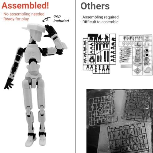 Assembled T13 Action Figure with Stand, 3D Printed Dummy, Fully Articulated Robot, Easy Action Figure, Accessories Included, Stop Motion Animation, Gift — view 2