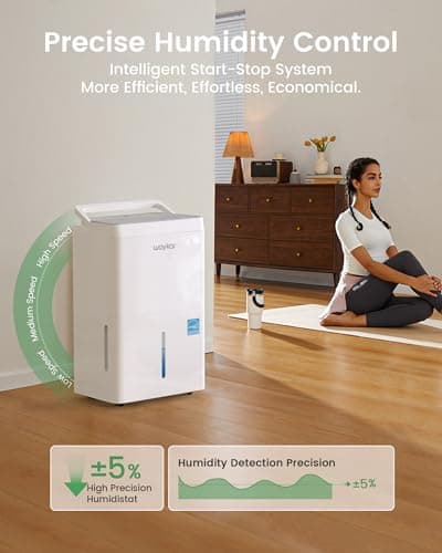 Waykar 5000 Sq.Ft Energy Star Dehumidifier for Basement & Home, 80 Pint/Day with Drain Hose & Tank, Ultra Quiet (40 dB), Smart Auto Comfort Mode — view 4