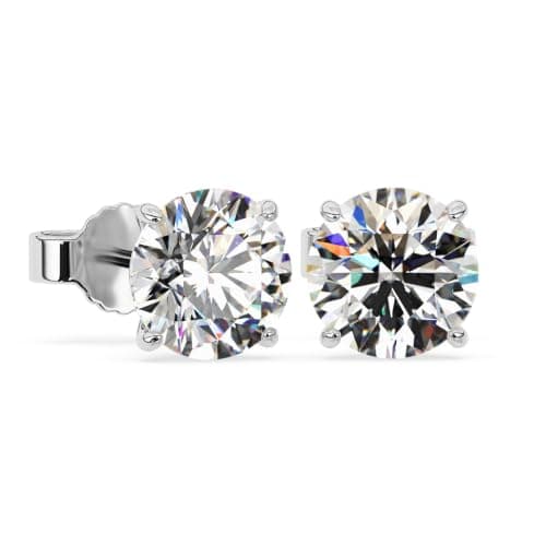 14K White Gold 1.0 Carat Round Shape LAB GROWN Diamond IGI Certified Stud Earrings for women 4 Prong Push Back (E/F Color VS2/SI1 CLARITY)