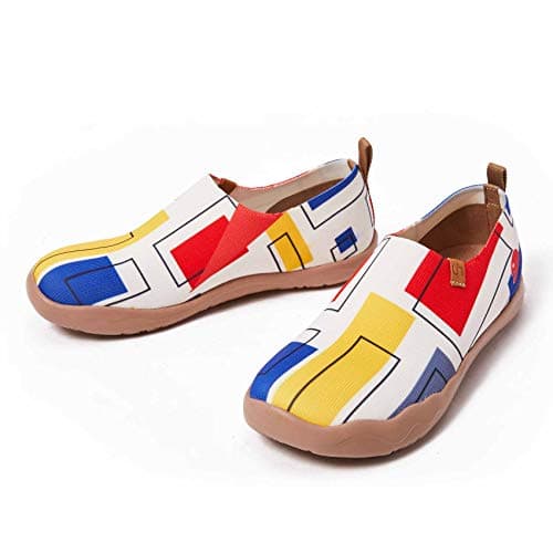 UIN Men's Loafers Lightweight Knitted Sneakers Walking Casual Slip Ons Funny Style Art Painted Travel Shoes Color Cubes (11.5) — view 6