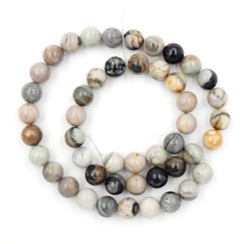 Malahill Gemstone Beads for Jewelry Making, Sold per Bag 5 Strands Inside, Grey Picasso Jasper 6mm — view 4
