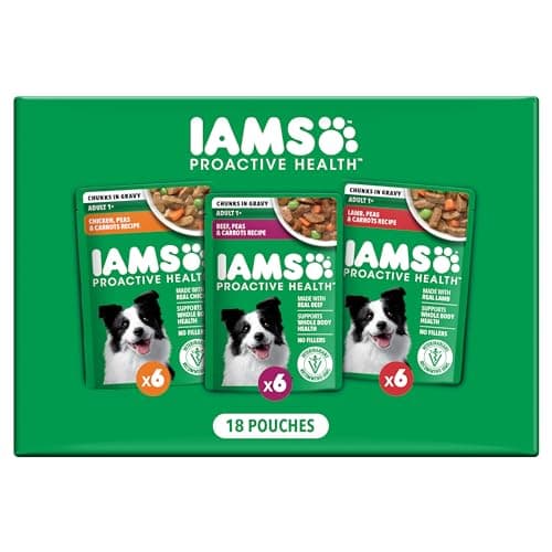 IAMS Proactive Health Adult Wet Dog Food Variety Pack, 3.5 oz. Pouch, (18 Count)