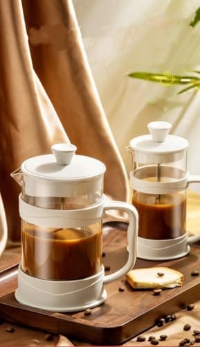HLUXIATUD French Filter Pot, Glass Tea Maker, Hand Pressed Filter Cup 34 oz — view 4