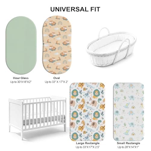 IOCCLH Baby Bassinet Sheets for Baby Boy Girls,4-Pack Fitted Bassinet Sheets Set Compatible with Halo Bassinest Swivel Sleeper,Baby Delight,Angelbliss, 32"X16" (Animal World) — view 3