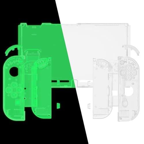eXtremeRate DIY Replacement Shell Buttons for Nintendo Switch, Back Plate for Switch Console, Housing with Colorful Buttons for Joycon Handheld Controller - Glow in Dark - Green [No Electronics Parts] — view 2