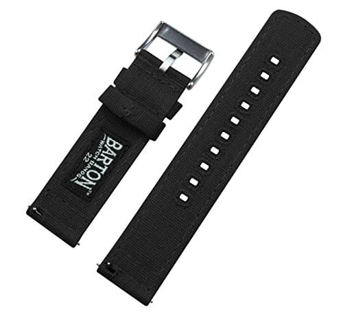 22mm Black - BARTON Canvas Quick Release Watch Band Straps - Choose Color & Width - 18mm, 19mm, 20mm, 21mm, 22mm, 23mm, or 24mm — view 2