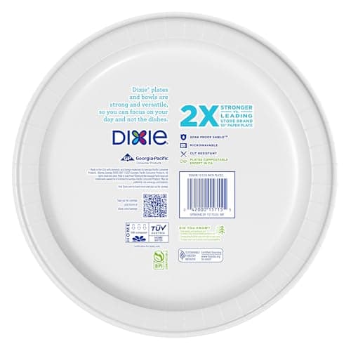 Dixie Large Paper Plates, 10 Inch, 54 Count, 2X Stronger*, Microwave-Safe, Soak-Proof, Cut Resistant, Disposable Plates For Everyday Breakfast, Lunch, & Dinner Meals — view 7