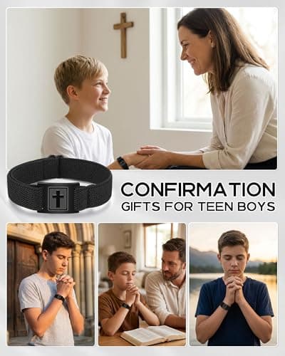 PINKDODO Catholic Confirmation Gifts for Boys Cross Bracelet — view 5