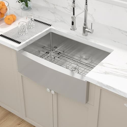 Stainless Farmhouse Sink - Sarlai 27 Inch Kitchen Sink Apron Front Stainless Steel 16 Gauge Single Bowl Kitchen Farm Sink — view 2
