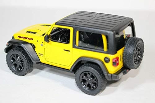 KiNSMART - Jeep Wrangler Rubicon Off Road 4x4 5 inch 1:34 Scale Die Cast Model Replica Toy Car (Yellow Hardtop)
