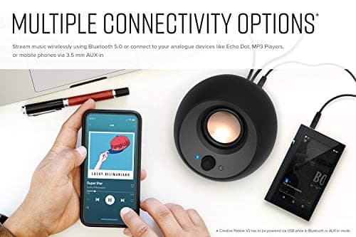 Creative Pebble V3 Minimalistic 2.0 USB-C Desktop Speakers with USB Audio, Clear Dialog Enhancement, Bluetooth 5.0, 8W RMS with 16W Peak Power (Black) — view 5