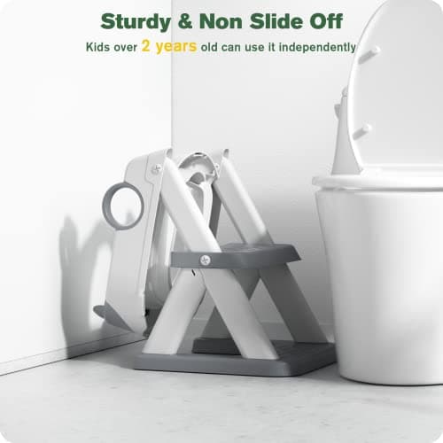 Rabb 1st® Potty Training Seat, Toddler Toilet Seat for Kids Boys Girls, 2 in1 Potty Training Toilet with Step Stool, 6 Adjustable Height, Splash Guard, Stable Triangular Anti-Slip Design(Grey) — view 6