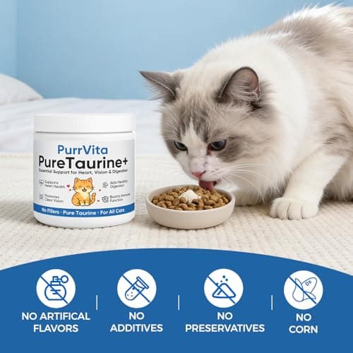PurrVita Taurine for Cats, Pure Taurine Supplement Powder for Cats, Support Feline Vision, Heart & Immune, 200 Grams (1) — view 5