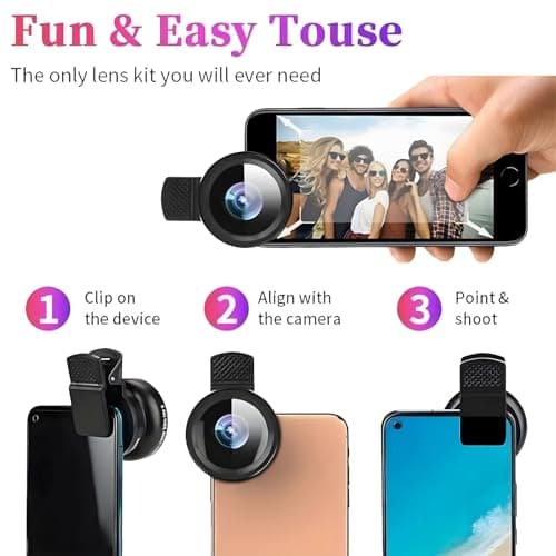 2-in-1 Mobile Phone Lens Kit - 15x Macro & 0.45x Wide-Angle Lens for iPhone, Samsung & Android Smartphones (Black) — view 4