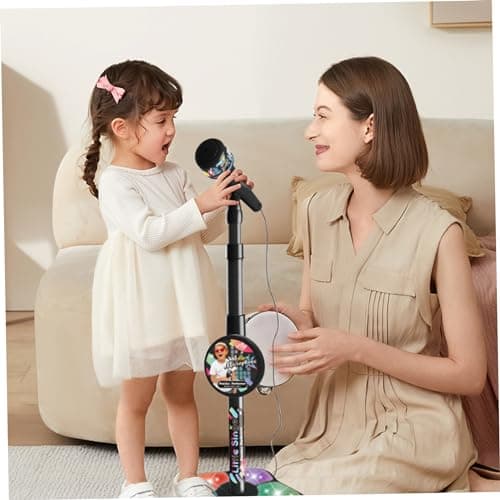 Kids Microphone with Stand, Adjustable Kids Microphone with Lights, Detachable Standing Kid Karaoke Machine for Ages 3+ Children — view 5
