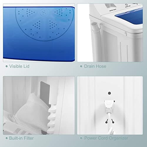COSTWAY Portable Washing Machine, 12Lbs Washer and 8Lbs Spinner, Blue+White — view 6