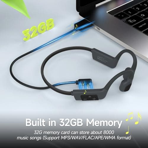 IFECCO Swimming Headphones Bluetooth 5.4 - Bone Conduction Underwater Headphones, IP68 Waterproof Open Ear Headpohnes with Mic, 32GB MP3 Player Memory for Swimming, Running, Cycling — view 3