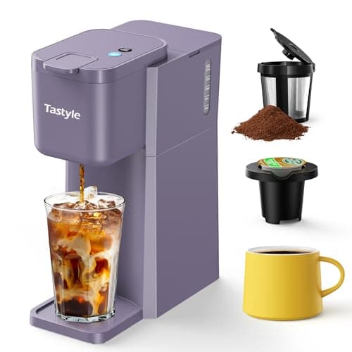 Tastyle Mini Single Serve Hot and Iced Coffee Maker for K Cup and Ground