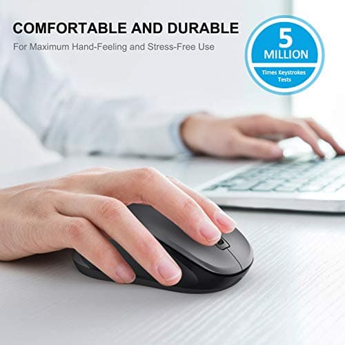 WisFox 2.4G Wireless Mouse for Laptop, Ergonomic Computer Mouse with USB Receiver and 3 Adjustable Levels, 6 Button Wireless Mice for Windows Mac PC Notebook (Grey) — view 2