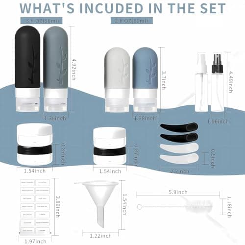 18 Pack Travel Bottles for Toiletries, Travel Essentials TSA Approved Silicone Travel Size Toiletries, Leak-Proof Refillable Travel Containers for Toiletries Vacation Essentials — view 2