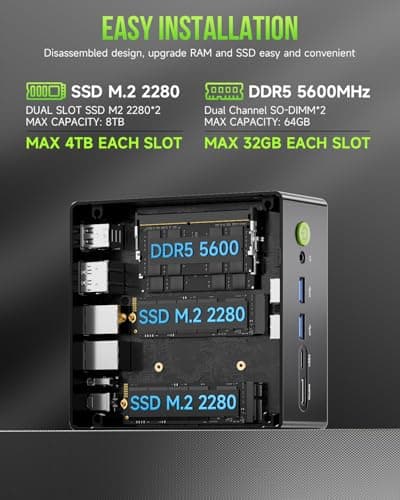 GMKtec Gaming PC, K11 AMD Ryzen 9 8945HS(8C/16T, Up to 5.2GHz), 32GB DDR5 RAM 1TB Mini PC Desktop Computer, Oculink, Dual NIC 2.5GbE LAN, HDMI/DisplayPort/USB4*2 — view 2