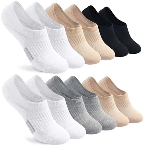 Toes Home No Show Socks Womens Cushioned Low Cut Athletic Hidden Liner Socks for Sneakers Footies Ankle Sports Invisible Running Socks 6 Pairs Size 6-9