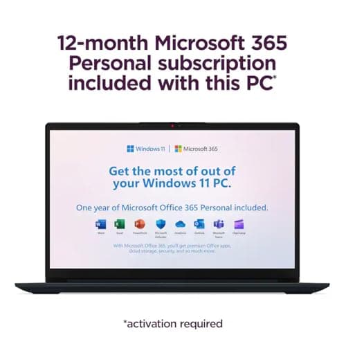 Lenovo IdeaPad Slim 3i • 15.6" FHD Business Laptop • Microsoft Office 365 • Intel N150 CPU • 8GB RAM • 128GB PCle SSD • Copilot AI • Windows 11 — view 2