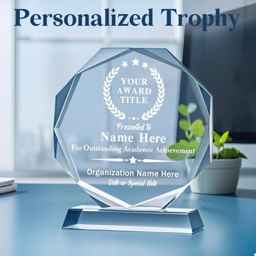 Personalized Trophy Award - Plaques Personalized Engraved - Custom Crystal Awards and Trophies for Employee Recognition, Event, Sport, Competition - Coworker Employee Appreciation Gifts (Outstanding) — view 4