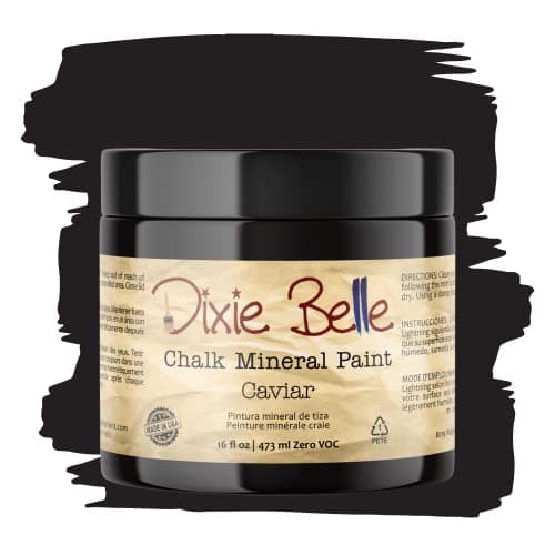 Dixie Belle Paint Company Chalk Finish Furniture Paint - Caviar (16oz) - Matte Black Chic Chalk Mineral DIY Furniture Paint