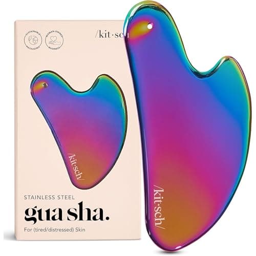 Kitsch Stainless Steel Gua Sha Facial Tools, Lymphatic Drainage Massager for Face, Chin & Jawline Sculpting, Body Guasha Tool for Muscle Tension, Skin Care Gift for Mom, Women - Irridescent