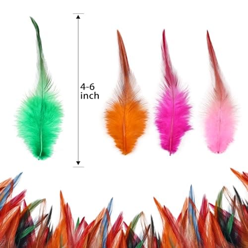whitefeather Craft Feathers Bulk Pack - 300PCS Assorted Colorful Feathers for Crafting, Hat Decorating, Carnival DIY Projects (4-6 Inch Small Feathers, Synthetic Craft Materials) (Mix Color)