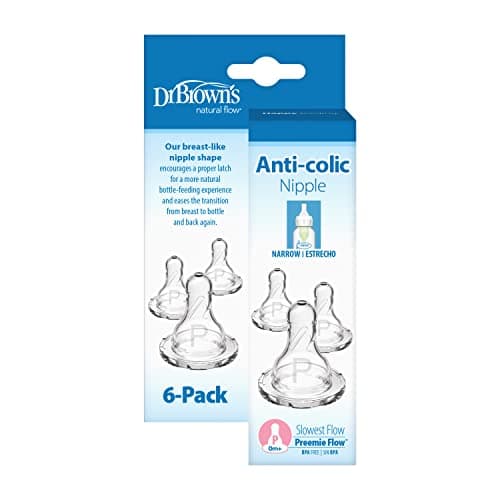Dr. Brown’s Natural Flow Preemie Flow Narrow Baby Bottle Silicone Nipple, Slowest Flow, 0m+, 100% Silicone Bottle Nipple, 6 Count(Pack of 1) — view 8