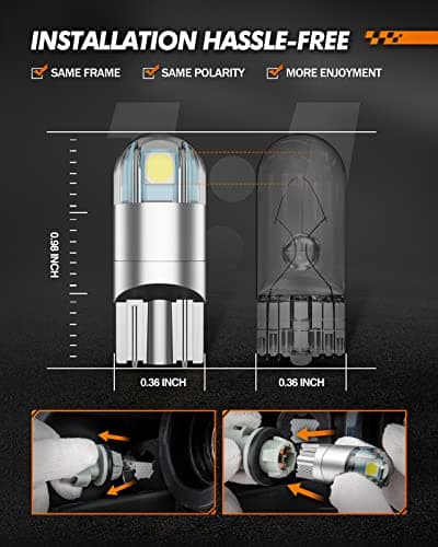 SEALIGHT 194 LED Bulb 6000K White, License Plate Light, Dome Light, T10 168 2825 W5W 3030 Bright Chips Wedge for Replacement Light Bulb, Map Trunk Door Courtesy Dash LED Light Bulb,Pack of 10 — view 5