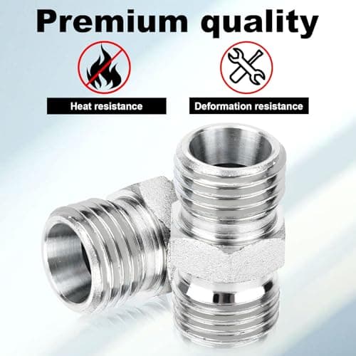 2pcs M14 to M14 Carbon Steel Fittings Adapters, Hydraulic Hose Pipe Thread Coupler for Mini Excavator Compatible with AGT, FF Industries and More — view 2