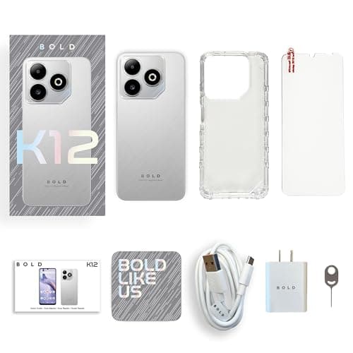 BLU Bold K12 | 2025 | Unlocked | 6.8” HD+ 120Hz Infinity Display | 50MP Main + 8MP Selfie Cameras | 128GB Internal Storage | US Version | US Warranty | Silver — view 6