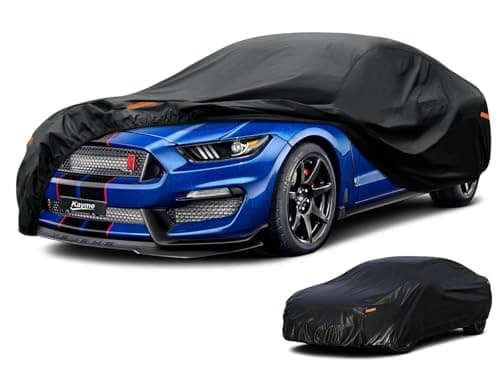 Kayme 7 Layers Car Cover Waterproof All Weather for Automobiles, Outdoor Full Coupe Cover Rain Sun UV Protection, Universal Fit for Ford Mustang, Chevy Camaro, Jaguar XK, XKR, Etc. (186-193 inch)