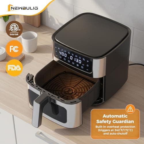 NEWBULIG Air Fryer 6.34QT Airfryer with Visible Window Stainless Steel — view 6