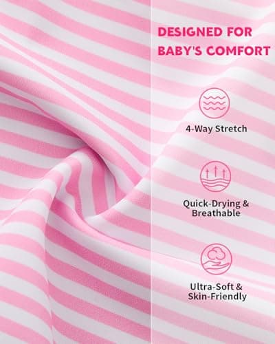 DivingBirds Baby Girl Swimsuit with Sun Hat & Headband Set, Infant Bathing Suit Summer Beach Gift 6-9 Months — view 3