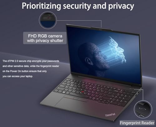 Lenovo ThinkPad E16 Gen 2 Laptop, 8-Core AMD Ryzen 7 7735HS, 16GB DDR5 RAM, 512GB PCIe SSD, 16" WUXGA Display, WiFi 6E, Backlit Keyboard, Fingerprint Reader, Windows 11 Pro, Business Laptop — view 4