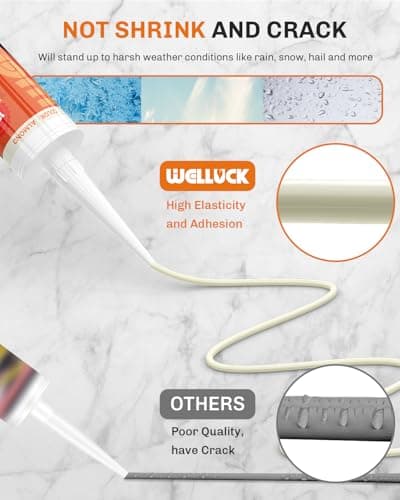 WELLUCK Almond Silicone Caulk, 100% Waterproof Silicone Sealant Adhesive Caulking,for RV, Kitchen,Bathroom, Window, Door, Glass,10.2FL.OZ/300ML,Almond/Cream (1Pack) — view 5