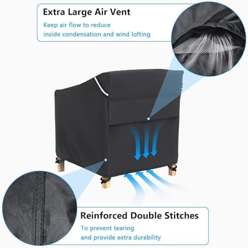 Gasadar Patio Chair Cover-2 Pack, Heavy Duty Waterproof UV Resistant Anti-Fading Chair Covers for Lawn Outdoor Furniture Chairs,33"W x 34"D x 31.1"H — view 3